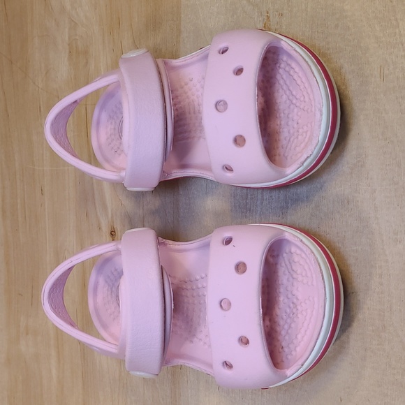 Crocs Pink White Infant Toddler Sandals - Picture 4 of 9